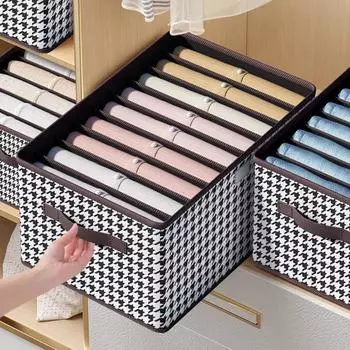 Складной ящик для хранения нижнего белья и трусиков с узором «гусиная лапка» non-woven, no grid, 40*28*20cm