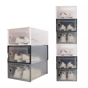 Складной ящик для хранения обуви, большая емкость, пылезащитный прозрачный дизайн, органайзер для обуви на высоких каблуках белый
