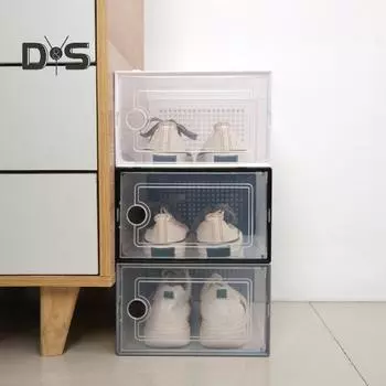 Складной ящик для хранения обуви, большая емкость, пылезащитный прозрачный дизайн, органайзер для обуви на высоких каблуках белый