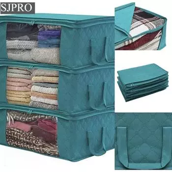 Складной ящик для хранения Одеяло Сумка для хранения Шкаф Ящик для хранения одежды Мешок для пыли 1PCS синий