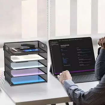 Складной ящик для хранения, прозрачный настольный органайзер, лоток для бумаги, 5 ярусов, органайзер для писем, книг, дома, школы, офиса, рабочего стола, файлов, документов, канцелярских принадлежностей белый