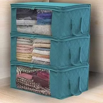 Складной ящик для хранения вещей, сумка для хранения одеял, ящик для хранения одежды, пылевой мешок синий