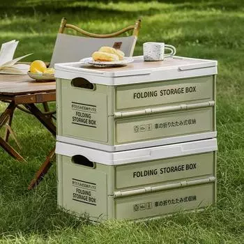 Складной ящик для кемпинга на открытом воздухе с деревянной крышкой, для дома, большой емкости, для хранения в автомобиле, контейнер для еды, практичный, водонепроницаемый, скандинавский