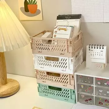 Складной ящик, пластиковый складной ящик для хранения, корзина, косметический контейнер, настольный держатель, ящик для хранения школьного стола для домашнего использования XS белый