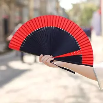 Складной ручной веер из китайского бамбука, элегантный, легкий, тонкая работа, складной, с кисточками, веер ручной работы чёрный