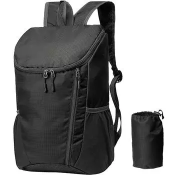 Складной рюкзак, легкий водонепроницаемый небольшой рюкзак для пеших прогулок, кемпинга, езды на велосипеде, скалолазания чёрный