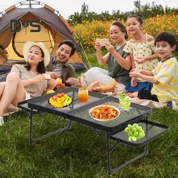 Складной сетчатый стол для кемпинга, легкий, регулируемый по высоте, сверхпрочный металлический, многофункциональный, для походов, пикника, барбекю, портативный складной стол в два раза B