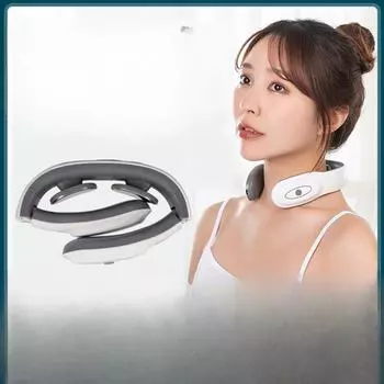 Складной шейный массажер для шеи и плеч, шейный разминающий протектор для шеи, интеллектуальный электрический инструмент для массажа шеи и плеч Rechargeable model белый