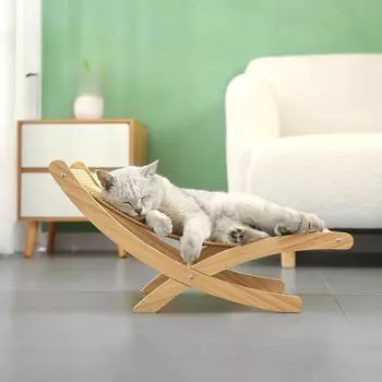 Складной шезлонг для кошек, рама для скалолазания из цельного дерева, гамак, походная кровать, универсальная сизалевая подкладка, поручни, четыре сезона M 49*28*27 cm