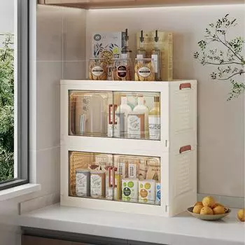 Складной шкаф для хранения вещей Ящики для хранения вещей Прочный ящик для хранения вещей с ручкой Шкафы-купе Складной органайзер 29cm 1 layer белый