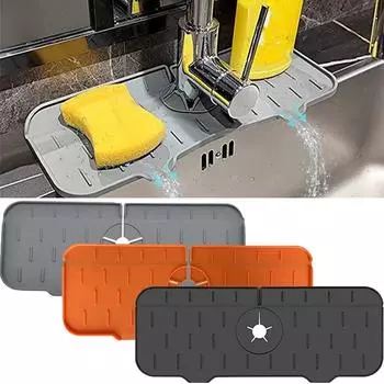 Складной силиконовый коврик для кухонного крана, брызгозащитный коврик для раковины, защитный коврик для столешницы в ванной, губка для слива оранжевый