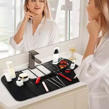 Складной силиконовый коврик для раковины, термостойкий, легко моется, многоразовый силиконовый коврик для ванной комнаты зелёный