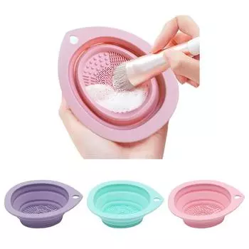 Складной силиконовый очиститель для кистей для макияжа, чаша для мытья кистей, портативный инструмент для мытья косметических кистей one size розовый