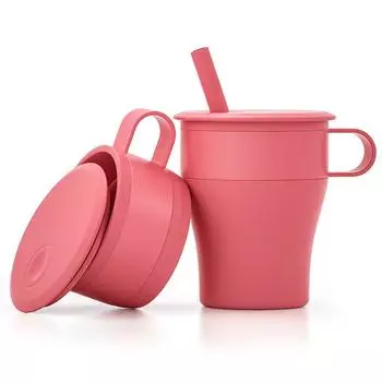 Складной силиконовый стакан для воды с трубочкой, детский, защита от падения, для путешествий на свежем воздухе, для дома, для кофе, модный тренд