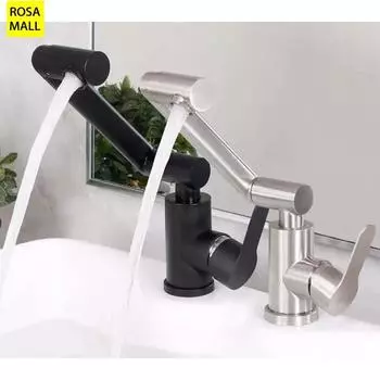 Складной смеситель для ванной комнаты, вращение на 360 градусов, складной смеситель с одной ручкой, смеситель для кемпинга, холодной и горячей воды, нержавеющая сталь