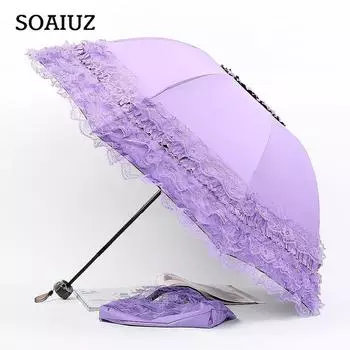 Складной солнцезащитный зонт, креативный кружевной зонт, солнцезащитный зонт, защита от ультрафиолета, женский дождь или блеск чёрный