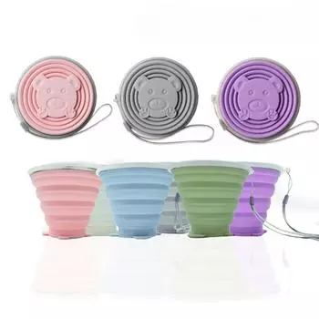 Складной стакан для путешествий на открытом воздухе, телескопическая чашка для полоскания, креативная портативная складная чашка из силикагеля с героями мультфильмов, складная чашка 180ml