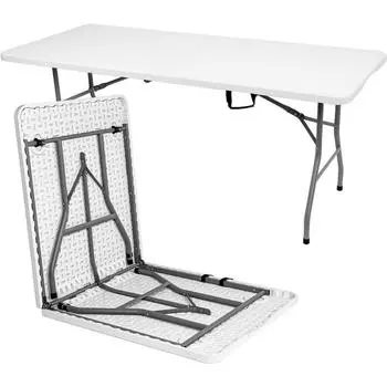 Складной стол Alocs, портативный, прочный, пластиковый, складывается пополам, складной стол для пикника или вечеринки в лагере 4 FT белый