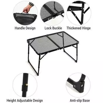 Складной стол для кемпинга, уличный стол для пикника, складной пляжный столик, сетчатый верхний гриль-стол