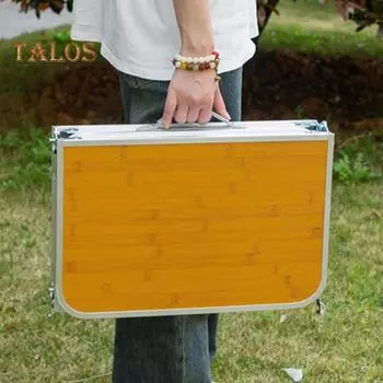 Складной стол для пикника на открытом воздухе, легкий, прочный, алюминиевая рама, бамбуковая столешница, для кемпинга, пешего туризма, походов, барбекю, портативный складной стол