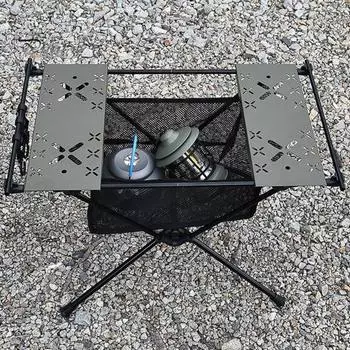 Складной стол из алюминиевого сплава, стол для барбекю, кемпинга, высокая стабильность, грузоподъемность 20 кг, многофункциональный, сверхлегкий, портативный стол для пикника, барбекю A чёрный