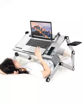 Складной столик для чтения и ноутбука SOLEMOOD можно использовать в автомобиле, на подставке, на кровати, на диване, на полу, на татами, (Серебряный) серебряный