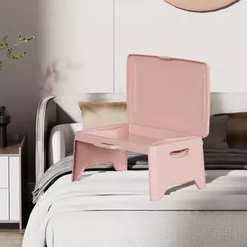 Складной столик для коленей с переносной ручкой, прочная и легкая дорожная кровать для стояния розовый