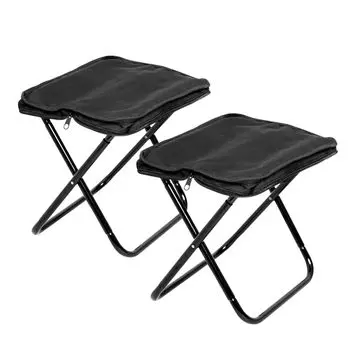 Складной стул для улицы, складной стул для кемпинга, низкий стул, мини-размер, черный, 2 шт.