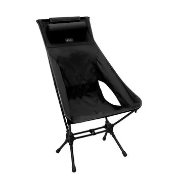 Складной стул Jey Bloo из дюралюминия с высокой спинкой, оснащенный подголовником для удобства, стандарт № 590, обертывание (черный)