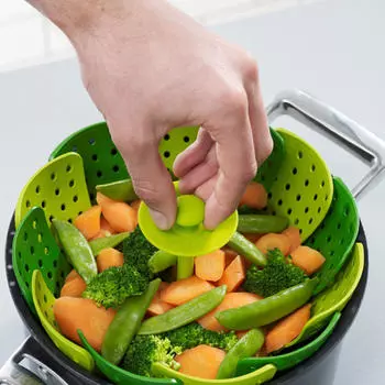 Складной телескопический ящик Lotus, пластиковая корзина, пароварка, пароварка, тарелка с ломтиками фруктов