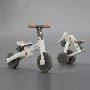 Складной трехколесный велосипед для детского велосипеда, легкий ручной толкающий детский самокат йо-йо 1no putter коричневый/белый