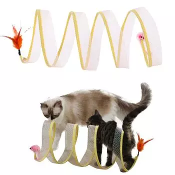 Складной туннель для кошек, складная интерактивная игрушка для домашних животных, игрушки для кошек, игрушки для туннелей для кошек S-типа для щенков One Size жёлтый