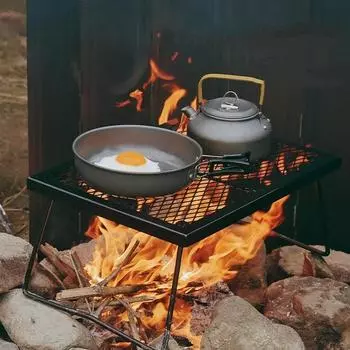 Складной уличный стальной сетчатый стол для пикника, переносной стол для хранения, пикника, барбекю, стола для приготовления пищи чёрный