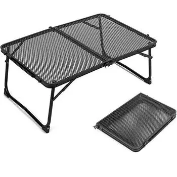 Складной уличный стол, складной мини-стол для кемпинга, складной стол для кемпинга с сетчатым приставным столиком, складной уличный переносной стол с текстурой дерева