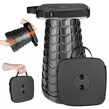 Складной уличный стул Ultra in 1 Грузоподъемность 220 Высота Телескопическая конструкция Для Спорта Наблюдение за цветением вишни [SCIVEI] Стул, Стул, Компактный, Квадратный, чёрный