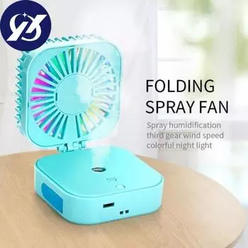 Складной USB-мини-зарядка воды, цветной светодиодный охлаждающий туман, диффузор, вентилятор-кулер чёрный