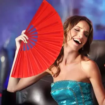 Складной веер для танцев, однотонный складной веер, ручной веер для хлопков, подарок для любителей танцев, реквизит для фотобудки чёрный