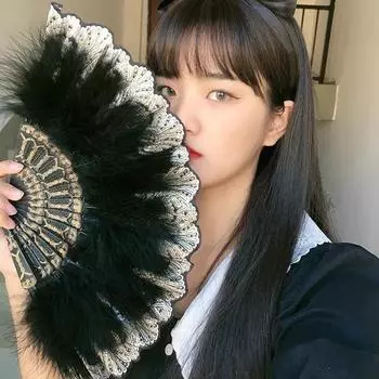 Складной веер из перьев Лолиты, милая фея, темный готический танец, веер, кулон, реквизит для фотосъемки, декор для свадебной вечеринки