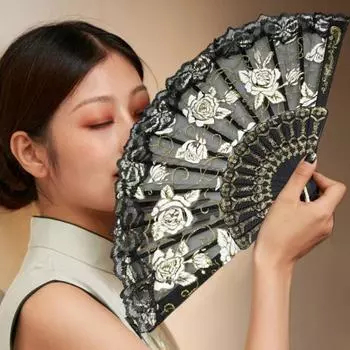 Складной веер из розового кружева с кисточкой, винтажный свадебный танцевальный реквизит, реквизит для фотосессии, портативный летний ручной веер, товары для вечеринки, подарок фиолетовый