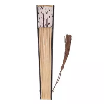 Складной веер с изображением мультяшного кота, бамбуковая рамка, кисточка, украшение, расписанный веер для повседневной жизни коричневый