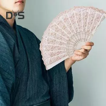 Складной веер с кружевной цветочной вышивкой, прочный шарнир, прозрачный китайский винтажный стиль, ципао, парный веер, классический танцевальный реквизит, украшение для вечеринки, подарок чёрный