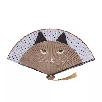 Складной веер с рисунком кошки, элегантный японский стиль, портативный охладитель для подарков на свадьбу