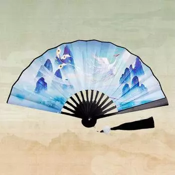 Складной веер в китайском стиле для танцевальной вечеринки, шоу, реквизит, подвеска с кисточками, подарок для рукоделия