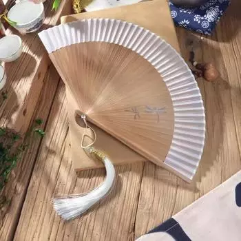 Складной веер в китайском стиле для женщин, старинный стиль, чистый пигментный цвет, женский спрей-рисунок стрекозы, 7 дюймов, новый, летний