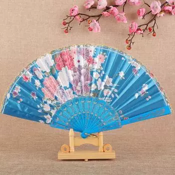 Складной веер в китайском стиле, пластиковый ручной веер, элегантный веер для танцев, украшение для дома