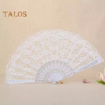 Складной веер в китайском стиле, пластиковый традиционный цветочный узор, ручной веер, эргономичная ручка, портативный ручной вентилятор для женщин, танцев, косплея, свадьбы чёрный