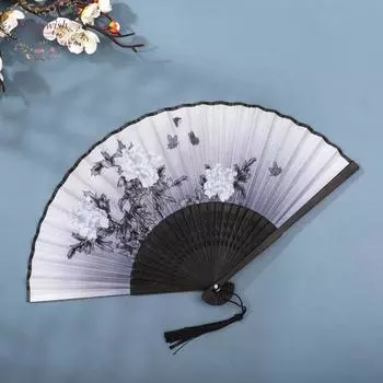 Складной веер в китайском стиле, танцевальный веер, женский летний складной веер, старинный костюм, японский стиль, маленький, ретро, ткань, классический, старинный складной веер