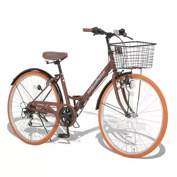 Складной велосипед Boldy Collection City Cycle, передняя корзина Shimano, динамо-светильник, обычный, сборка должна осуществляться Brown x Orange, 26 дюймов, 6 скоростей, VFC-001