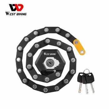 Складной велосипедный замок West Biking с 3 ключами, замок Гамбург из сплава, противоугонный прочный безопасный замок для велосипедной цепи чёрный