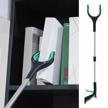 Складной захват Yousheng Reacher Grabber из алюминиевого сплава с длинной ручкой, инструмент для сбора мусора с резиновой ручкой синий